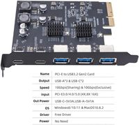 محول PCI Express X4 إلى 3 منافذ من النوع A و2 منفذ USB C مع USB 3.2 Gen 2 بسرعة 10 جيجابت في الثانية، شريحة ASM3142 + VL822، بطاقة توسعة PCI-E USB 3.0