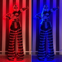 Costume de robot LED féminin sur échasses, lumineux RGB, télécommandé et rechargeable, pour spectacles, carnaval, DJ, scène, défilés et spectacles