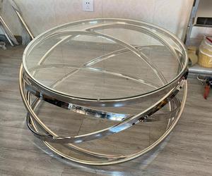 Kính sang trọng thép không gỉ đồ nội thất phòng khách vàng hoặc bạc Vòng centre <span class=keywords><strong>5</strong></span> vòng tròn Bàn cà phê - Product Image 4