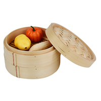 Ensemble de paniers vapeur en bambou multifonctionnels à 2 étages de 6 pouces, support de casserole, écologique, applicable aux cuisinières à gaz et à induction, logo personnalisé