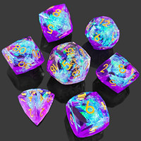 Ensemble de dés en résine à facettes multiples, 7 pièces, effet nébuleuse transparent, dés DND pour jeux de rôle Dungeons and Dragons