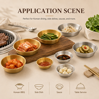 Assiette de service en acier inoxydable 304, style moderne et minimaliste, compatible lave-vaisselle, pour kimchi, banchan, steak, et sauces, idéale pour les restaurants.