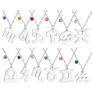 Collar de Cadena con Moneda del Zodíaco de Acero Inoxidable Impermeable y Antideslustre con Nombre Personalizado y Doce Constelaciones de 18K - Product Image 4