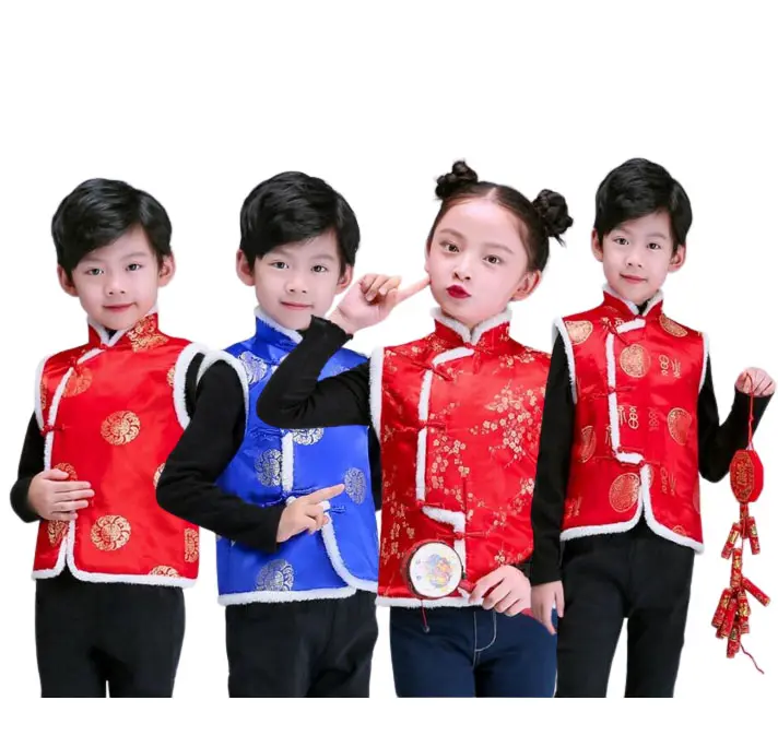 Ecowalson Nieuwjaar Tang Pak Traditionele Chinese Kleding Voor Kinderen Meisje Jongens Kung Fu Kleding Verjaardagsfeestje Hanfu Blouse