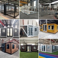 Maisons pliantes préfabriquées extensibles en acier, résistantes à la corrosion, style conteneur, villas à structure métallique, salon moderne du milieu du siècle