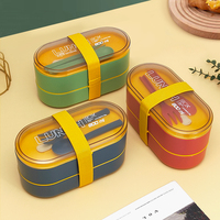 Vente en gros de boîtes à lunch Bento double couche de 800ml avec logo personnalisé Isolation double couche en plastique isolée thermiquement chauffée