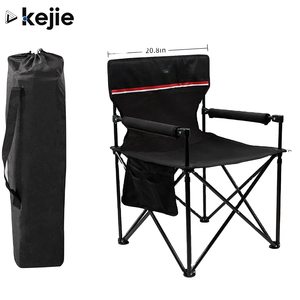 <b>Camping</b> Accessories Outdoor Foldable Fishing Chair Iron Frame Waterproof 600D Oxford Polyester Side <b>Storage</b> Bag Back Pocket - Product Image 1