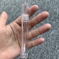 Nouveau flacon vide transparent en cristal pour brillant à lèvres, forme ronde ou carrée, avec grand applicateur pinceau, 2ml 3ml 4ml 5ml