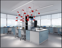 Banc de travail de laboratoire commercial tout acier pour salle d'essai - Banc central avec fonctions latérales et expérimentales Modèle KDSYT