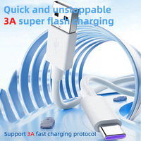 Câble de données USB vers Type-C de 2 m, charge rapide 3A, PVC/Nylon de haute qualité pour téléphone portable, ordinateur, tablette et voiture