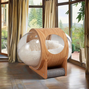 All Seasons Indoor Massivholz Haustier Möbel Raum Kapsel Katzen bett mit transparentem Design Komfortable Leder Kätzchen Hunde haus - Product Image 3