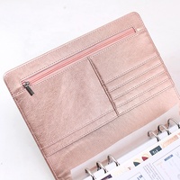 PU cuir A5 planificateur à feuilles mobiles imprimé fermeture éclair classeur portefeuille organisateur avec enveloppe 6 anneaux argent comptant budget classeur