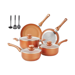 Nhôm Chậu Chảo Đặt Siêu Không Dính Pre-Cài Đặt 11Pcs Đồ Nấu Nướng Đặt Lớp Phủ Gốm Ở Mát Bakelite Xử Lý Nhà Bếp - Product Image 1