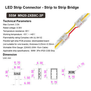 คลิปหนีบแถบไฟ LED ขนาดเล็ก8มม. ทำจากวัสดุที่ชัดเจนเป็นพิเศษใช้เชื่อมต่อแบบแถบไฟ LED ขนาดเล็ก3Pin CCT - Product Image 6