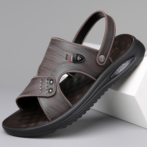 Sandalias Cruzadas para Hombre, de Cuero Genuino, Punta Abierta, Suela de Goma Antideslizante, Estilo Deportivo Casual - Product Image 1