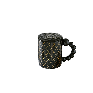 Mug en céramique Nordic Camellia avec poignée perlée, couvercle et cuillère, capacité 400 ml, compatible lave-vaisselle et micro-ondes, couleur personnalisable, pour fêtes - Product Image 5