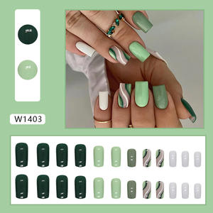 24 pièces de faux ongles tendance, étiquette privée personnalisée, réutilisables, à presser, design carré court, fournisseur de faux ongles - Product Image 6