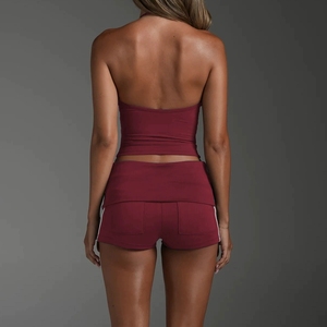 Nouvel ensemble de yoga 2 pièces pour femme, haut dos nu et short, respirant, séchage rapide, extensible dans les quatre sens, en <span class=keywords><strong>Spandex</strong></span>/Nylon, idéal pour le fitness - Product Image 3