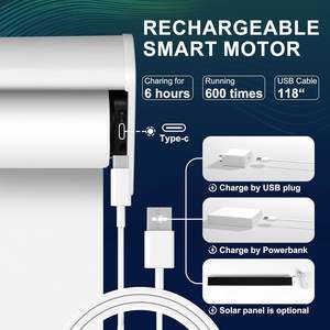 Persianas Enrollables Motorizadas Inalámbricas, Persianas Opacas Eléctricas Inteligentes de Poliéster Liso para Decoración de Sala de Estar y Dormitorio - Product Image 3