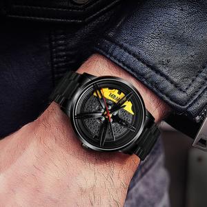 Reloj de cuarzo de acero inoxidable para Hombre, cronógrafo con esfera giratoria, diseño de ruedas de coche, Hub, resistente al agua, nuevo, 2022 - Product Image 4
