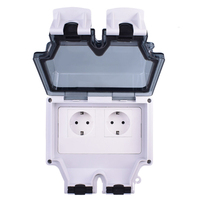 Enchufe Impermeable LangYeao IP66 con Caja, 13A 250V, 1/2 Tomacorriente, para Exteriores, Baño, Cocina, Universal para DE, UK, FR