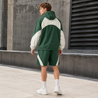 Ensemble survêtement coupe-vent à capuche et short IKDEER personnalisé avec blocs de couleur réfléchissants pour le sport quotidien et le jogging