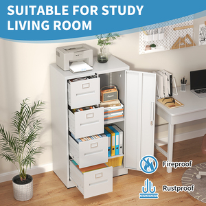 <span class=keywords><strong>Casier</strong></span> en acier <span class=keywords><strong>blanc</strong></span> moderne à 1 porte avec 4 tiroirs-Classeur de sécurité pour bureau scolaire et classeur - Product Image 4
