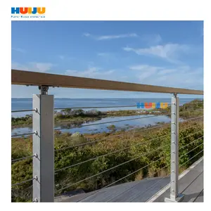 HJ Modern Stainless Steel Balustrades Handrails Wire Rope Balcony Cable Railing New Design Wire Stair Balustrade Deck Railing