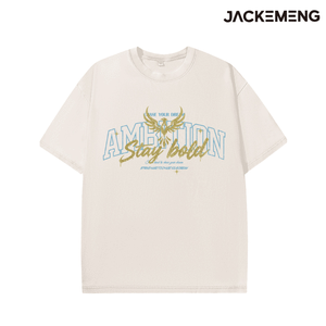 T-shirt Oversize in <span class=keywords><strong>Cotone</strong></span> Lavato con Stampa Aquila e Citazione Motivazionale - Stile Retrò Streetwear Casual - Magazzino USA - Vendita all'Ingrosso - Product Image 3