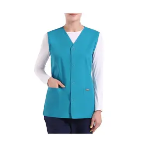 Wholesale Women's Buttons Front Knit Scrubs Jackets Vest Sleeveless Scrub Jackets Nurse Scrub Vest