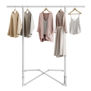 Estante plegable para ropa, de pie, con barra única, que ahorra espacio, para secado en interiores y exteriores, para dormitorio, móvil y telescópico. - Product Image 1