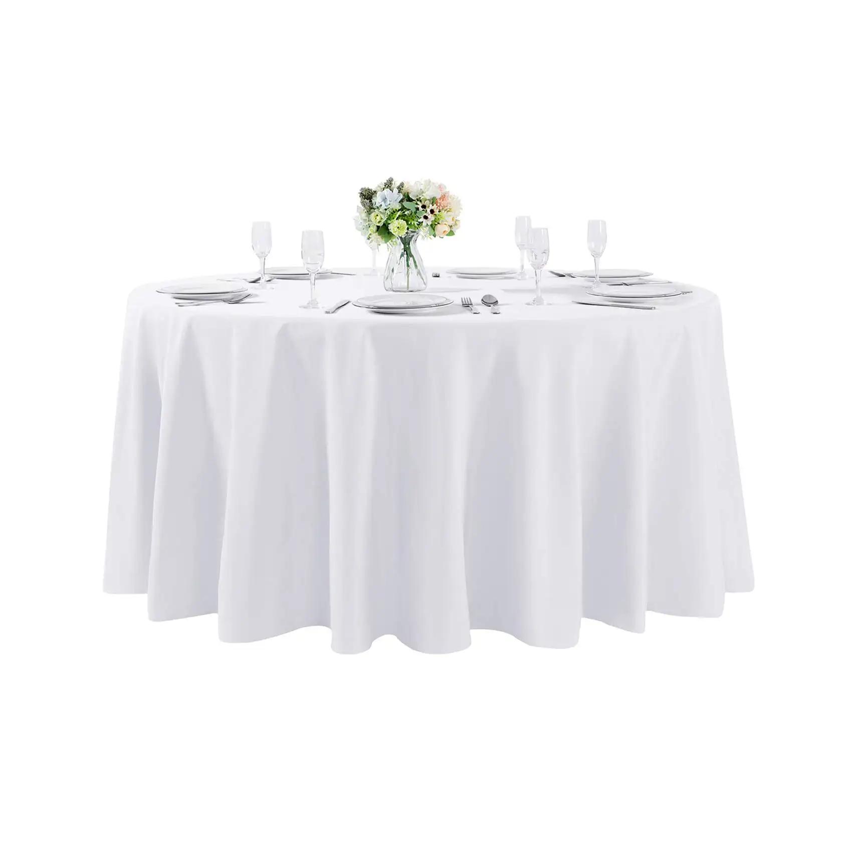ผ้าปูโต๊ะโพลีเอสเตอร์ทรงกลมขนาดใหญ่สำหรับงานแต่งงานสำหรับงานเลี้ยง