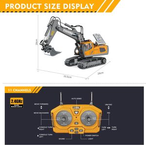 Kouyikou 11 canales <span class=keywords><strong>RC</strong></span> excavadora 2,4G vehículo de construcción <span class=keywords><strong>Control</strong></span> remoto ingeniería aleación <span class=keywords><strong>RC</strong></span> excavadora juguetes conjunto - Product Image 4