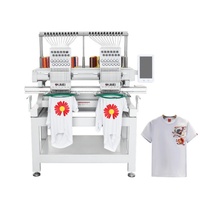 Machine à broder commerciale tout-en-un à 2 têtes pour casquettes, t-shirts et broderie plate