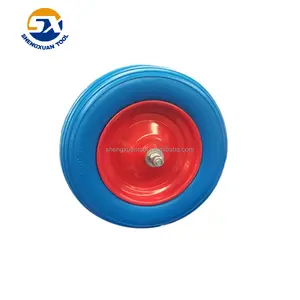 16 Inch Solid Wheelbarrow Pu Wheel 4.00-8 Flat Free Wheel L With Steel Rim And Various Color