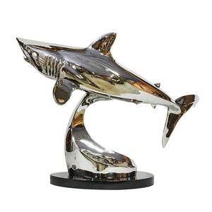Gran tamaño de la vida de acero inoxidable Hai-Skulptur Escultura De <span class=keywords><strong>Tiburon</strong></span> colgante gran tiburón blanco pared arte escultura estatua para la venta - Product Image 4