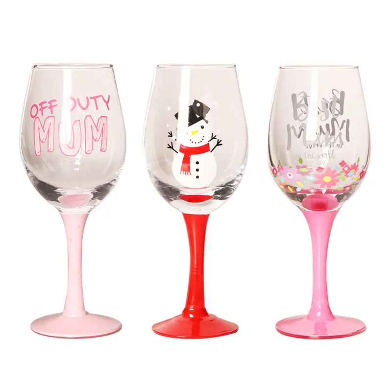 Ly Rượu Vang Đỏ Sáng Tạo Hand Drawn Ly Rượu Vang Cao Quà Tặng Giáng Sinh Hand Drawn Glass Champagne Glasses Custom Hand Painted