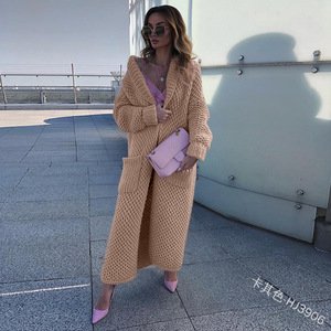New Fashion Fall Autumn Winter Knitted <strong>Hooded</strong> Long Coat Jacket <strong>Ladies</strong> <strong>Cardigan</strong> Women's Sweaters - Product Image 4