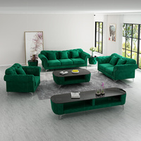 Ensemble de canapés modernes en velours avec pieds argentés, confortables, à boucles intégrales, pour l'intérieur, configuration 3+1+2
