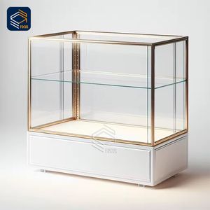 Elegante Display in vetro vetrina cornice in oro Base bianca con più scaffali gioielli vendita al dettaglio del prodotto espositore - Product Image 4