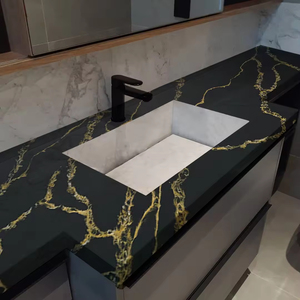 Vàng ngọc thạch anh giá chất lượng cao với 93% thạch anh đen nhà bếp Countertop Bar Top nhà hàng kỹ thuật - Product Image 5