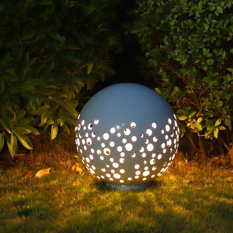 Modern Ball-Shaped Carved LED Garden Lamp Waterproof IP65 Solar Outdoor for Villa Courtyard Park Lawn Landscape Electric AC