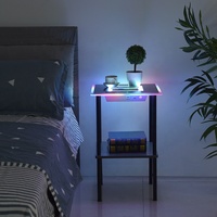 Table basse intelligente moderne avec éclairage LED RGB, commande tactile/télécommande sans fil, en verre et acrylique, pour la maison, le salon, le balcon