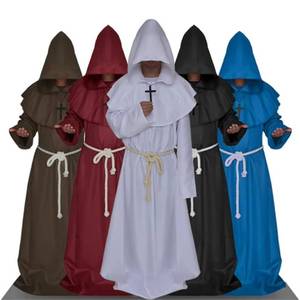 Robe longue à capuche de moine médiéval Renaissance, costume de frère, chevalier, sorcier, diable, cape - Product Image 1