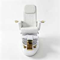 Fauteuil de pédicure Whirlpool avec table de manucure, ensemble de mobilier de salon de beauté, station de pédicure spa, bassin à jets pour les pieds, or, luxe, salon
