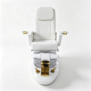 Sillón de Pedicura Whirlpool con Mesa de Manicura, Set de Muebles para Salón de Uñas, Estación de Pedicura Spa, Lavabo para Pies con Jet, Dorado, Lujoso - Product Image 3