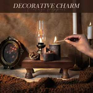 Solid Wood Square Decorative Tray Rustic Design Bathroom Organization Desktop Display Stand - Product Image 2