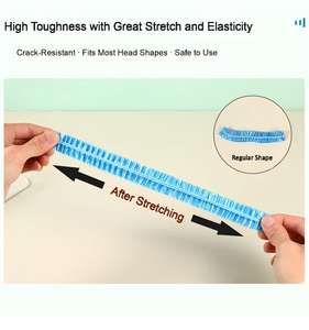 <span class=keywords><strong>Grand</strong></span> bonnet de <span class=keywords><strong>bain</strong></span> en plastique PE imperméable à l'eau Couvre-tête en plastique PE Transparent cheveux jetables Bonnets de douche - Product Image 5