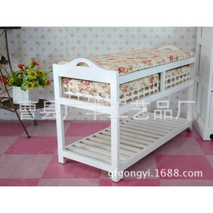 White Solid Wood <b>Shoe</b> <b>Rack</b> With <b>Storage</b> Baskets And Soft Seat For Entryway Or Bedroom Use - Product Image 3