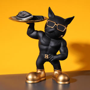 Ornements créatifs personnalisés pour la décoration de la maison moderne Figurine de chien en résine artisanale <span class=keywords><strong>Bouledogue</strong></span> <span class=keywords><strong>anglais</strong></span> musclé Statue Plateau décoratif de table Art - Product Image 2